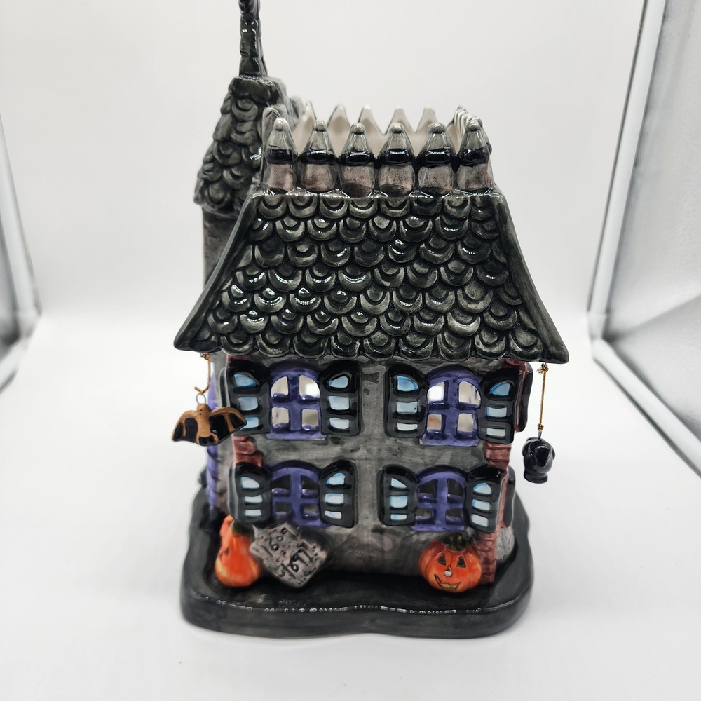 Vintage JCPenney Home Collection Ceramic Haunted House Luminary Halloween 2002 - Picture 3 of 8
